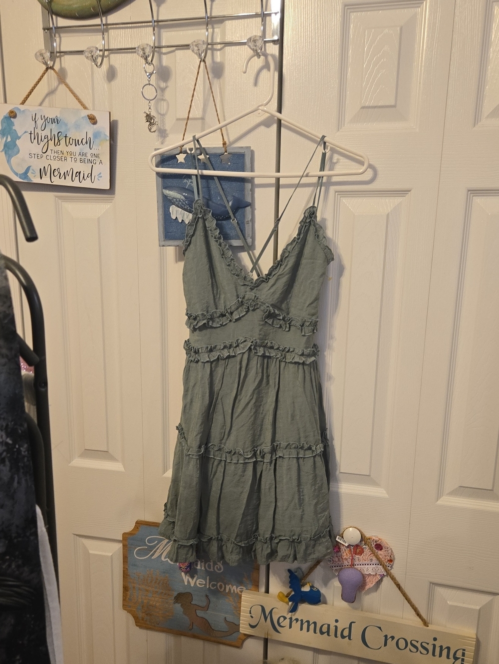 miami Sage Green Ruffled Mini Slip Dress
